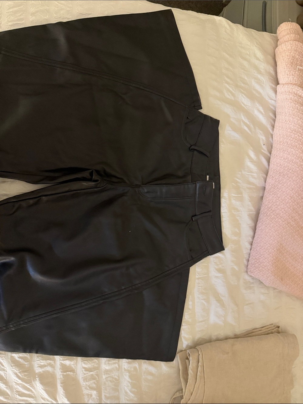 Garage Black Faux Leather Wide Leg Pants